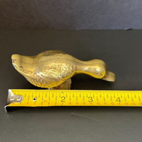 Vintage Brass Duck Figurine Paperweight Gold Finish Decorative Home Decor cottag - Picture 8 of 9